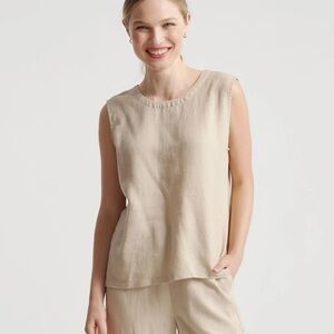 NWOT 100% Linen Quince Beige Tank Top
